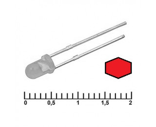 Светодиод красный (прозрачная линза) 2.3В 20мА d=3мм