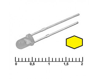 Светодиод жёлтый (прозрачная линза) 2.3В 20мА d=3мм
