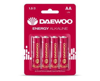 Батарейки AA (пальчиковые), DAEWOO ENERGY ALKALINE (щелочные) 1.5В 4 шт. в блистере