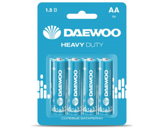 Батарейки AA (пальчиковые),DAEWOO Heavy (солевые) 1.5В 4 шт. в блистере