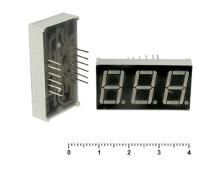 KEM-5361AG (Green), Индикатор семисегментный 3 разряда, общий катод, зелёный