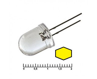 Светодиод жёлтый (прозрачная линза) 2.3В 20мА d=10мм