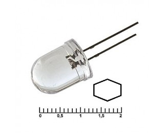 Светодиод белый (холодный, прозрачная линза) 3.4В 20мА d=10мм