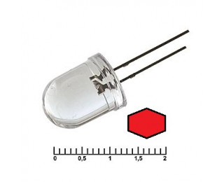 Светодиод красный (прозрачная линза) 2.3В 20мА d=10мм