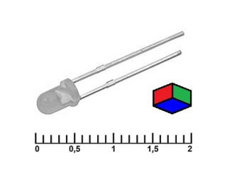 Светодиод RGB со встроенной схемой (прозрачная линза) 3-3.4В 20мА d=3мм