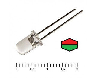 Светодиод RG мигающий (красный+зелёный, прозрачная линза) 2.3-3.4В 20мА d=5мм