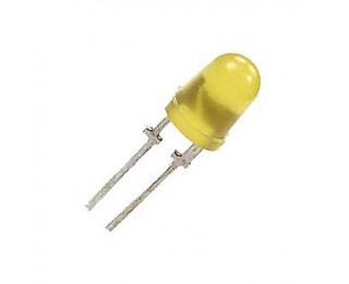 Светодиод жёлтый (цветная линза) 2.3В 20мА d=5мм