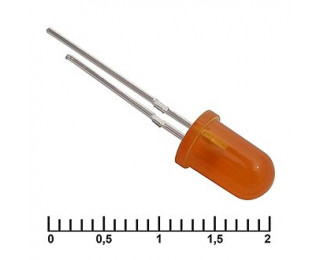 Светодиод оранжевый (цветная линза) 2.3В 20мА d=5мм