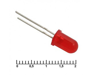 Светодиод красный (цветная линза) 2.3В 20мА d=5мм