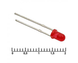 Светодиод красный (цветная линза) 2.3В 20мА d=3мм