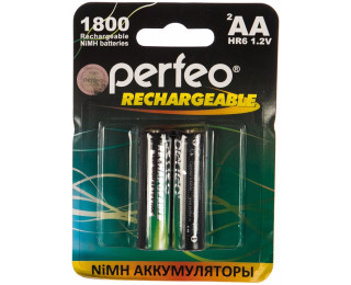 Аккумуляторы AA (пальчиковые), Perfeo Rechargeable (NiMH BL2) 1.2В, 1800 мАч, (2 шт. в блистере)