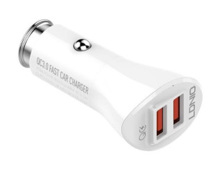 Автомобильное зарядное устройство LDNIO C511Q 2USB QC3.0, + typeC cable white 36Вт