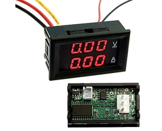 Встраиваемый вольтметр/амперметр DC 0-100В, 0-10А, 0.28