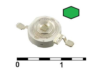 Мощный светодиод (эмиттер) 3Вт 3.6-3.8В 700мА (зелёный)