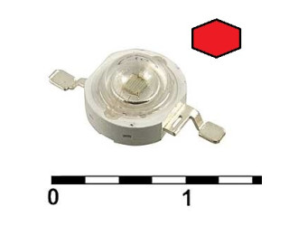 Мощный светодиод (эмиттер) 1Вт 2.0-2.3В 300мА (красный)