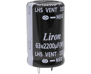 2200 UF 63V 105*C 25*30 Liron, Конденсатор