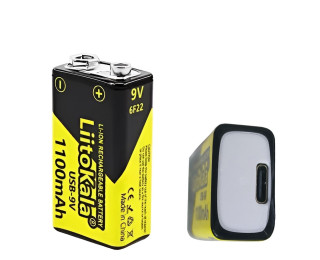 Аккумулятор крона Liitokala Li-Ion 1100 мАч с Type-C (6LR61)
