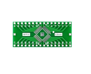 Плата-адаптер (переходник) QFP32/QFN32 на DIP-32 0.8/0.65 мм, Двухсторонняя печатная плата с разводкой