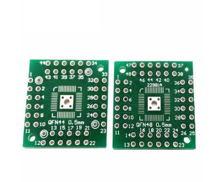 Плата-адаптер (переходник) QFN44/QFN48 на DIP-44/DIP-48 0.5/1.27 мм, Двухсторонняя печатная плата с разводкой