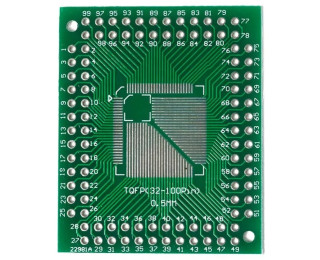 Плата-адаптер (переходник) QFP/FQFP/TQFP/LQFP 32-64-100Pin на DIP 0.5-0.8/1.27 мм, Двухсторонняя печатная плата с разводкой
