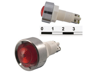N-836-R 220VAC, Лампа неоновая в корпусе красная, 220В