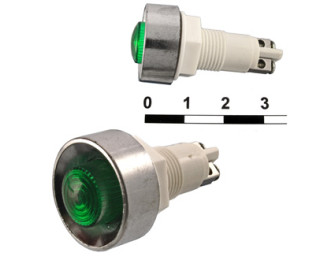 N-836-G 220VAC, Лампа неоновая в корпусе зелёная, 220В