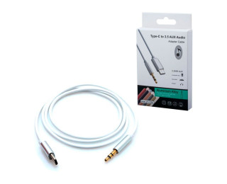 Кабель AUX - USB Type-C JH-030, 1.0м, белый, (силикон)