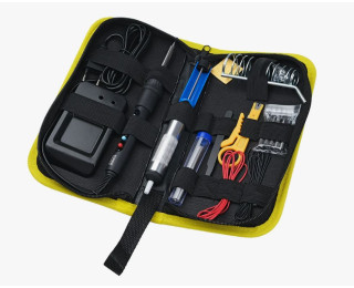 ELEMENT 797, паяльный набор (паяльник, припой, подставка, губка, стриппер, оловоотсос, комплект сменных жал, пинцет)