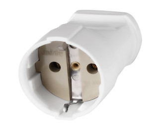 SBE-16-S01-wz, Штепсельное гнездо с заземлением белое 16А 250В на кабель