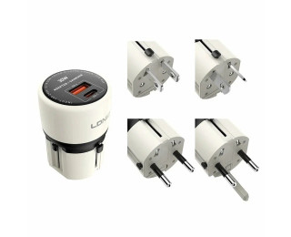 Сетевое зарядное устройство для путешествий LDNIO Q2319 30W PD + QC3.0, для всех типов розеток (быстрая зарядка)