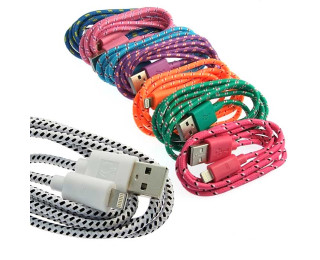 USB to iPhone5 round braid 1m, Шнур для мобильных устройств