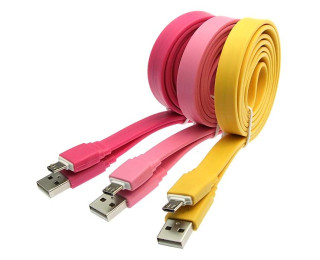 USB to Micro USB big flat 1m, Шнур для мобильных устройств