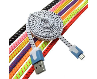 USB to Micro USB flat braid 1m, Шнур для мобильных устройств