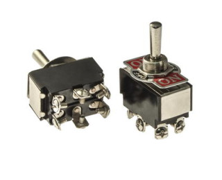KN3(B)-223, Тумблер (ON)-OFF-(ON) (3A 250VAC) DPDT C/O 6S