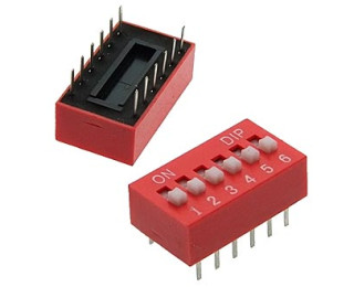 SWD1-6 (DS-06) (Вдм1-6), DIP переключатель угловой 6pin красный