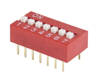 SWD1-7 (DS-07) (Вдм1-7), DIP переключатель угловой 7pin красный