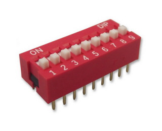 SWD1-9 (DS-09) (Вдм1-9), DIP переключатель угловой 9pin красный