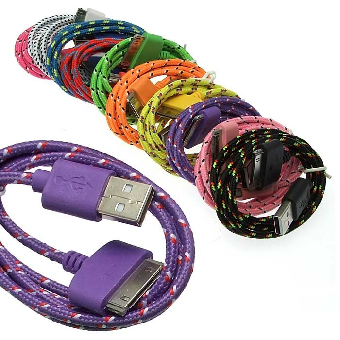USB to iPhone4 Round braid 1m, Шнур для мобильных устройств - изображение 1