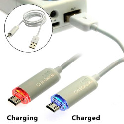 USB to MicroUSB Red/Blue LED cheker, Шнур для мобильных устройств