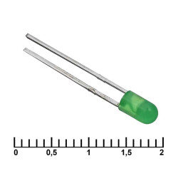 3 mm green 30 mCd 20, Светодиод