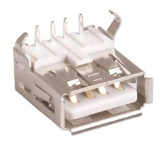 USBA-1J (DS1095 W-R), Розетка на плату, тип A угловая (белая) - изображение 1
