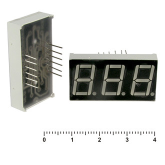 KEM-5361AG (Green), Индикатор семисегментный 3 разряда, общий катод, зелёный - изображение 1