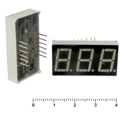 KEM-5361AG (Green), Индикатор семисегментный 3 разряда, общий катод, зелёный
