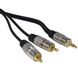 Шнур Jack 3.5мм стерео - 2 x Тюльпан RCA, 1.5 метра