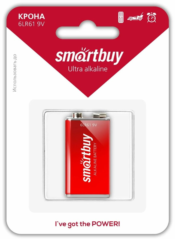 Батарейка, КРОНА SMARTBUY Ultra alkaline 9V (алкалиновая) - изображение 1