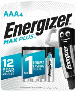 Батарейки AAA (мизинчиковые), Energizer MAX PLUS (щелочные) 1.5В 4 шт. в блистере