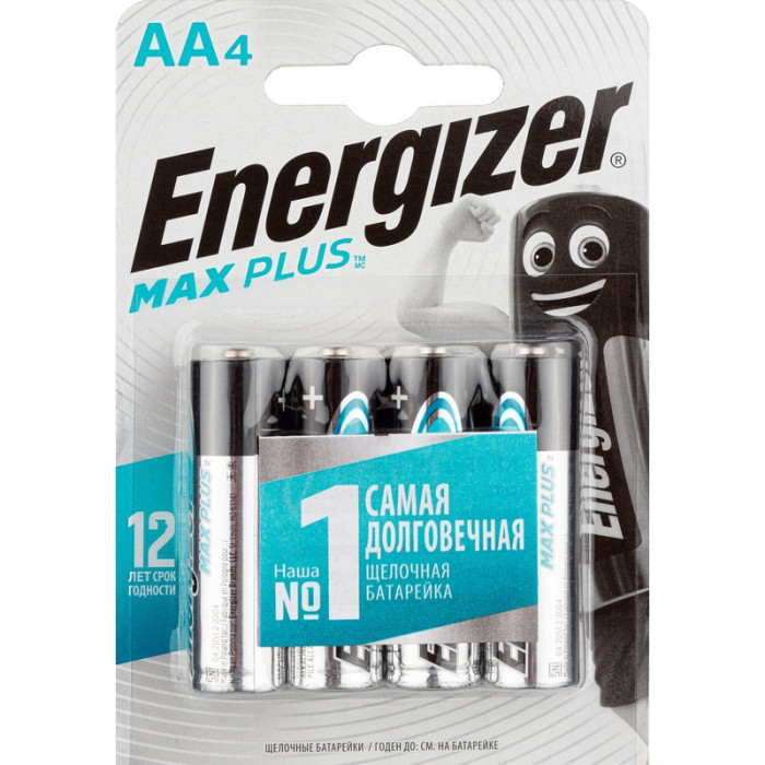 Батарейки AA (пальчиковые), Energizer MAX PLUS (щелочные) 1.5В 4 шт. в блистере - изображение 1