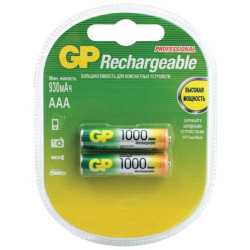 Аккумуляторы AAA (мизинчиковые), GP (NiMH) 1.2В, 1000 мАч, 2 шт. в блистере