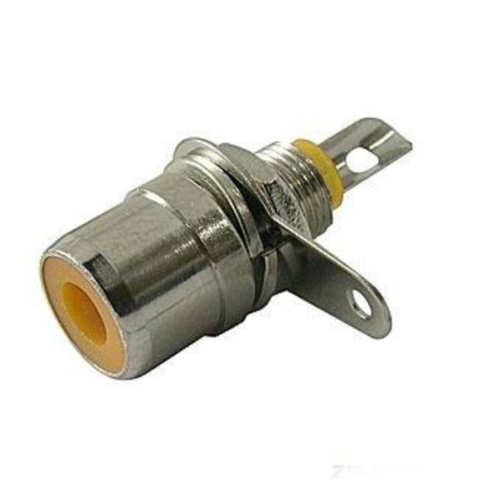 RP-1 yellow, Разъем RCA-тюльпан, гнездо на блок, крепление гайка - изображение 1