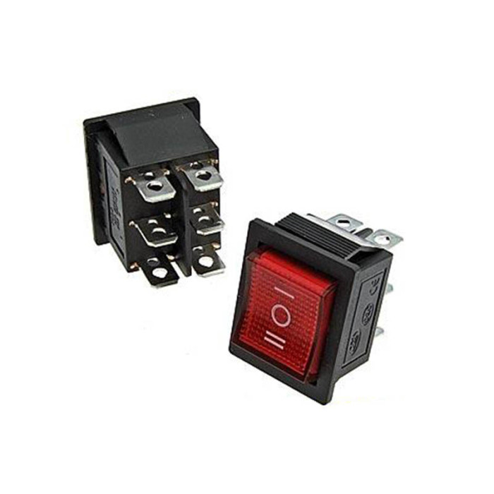 KCD4-203N-C6-R/6P on-off-on, Переключатель ON-OFF-ON 6 контактов (16A 250VAC) с подсветкой - изображение 1